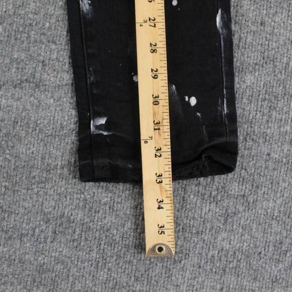 Purple Brand Jeans Mens 33 P001 Low Rise Slim Black Paint Splatter Streetwear - Picture 13 of 16